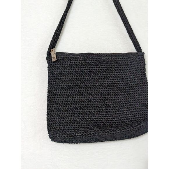 The Sak Crochet Vtge handbag Preowned Very Clean Black 9"X 7.5" Zipper Boho - Picture 5 of 7